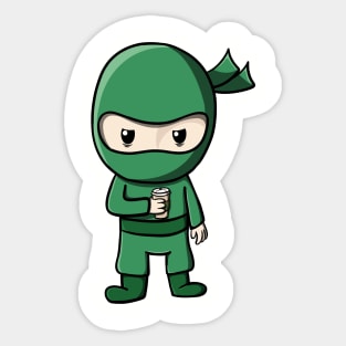 Coffee drinking Ninja Sticker